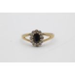 9ct gold sapphire & diamond halo set ring (2g) Size T