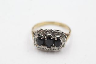 9ct gold sapphire & diamond ring (3.2g) Size P