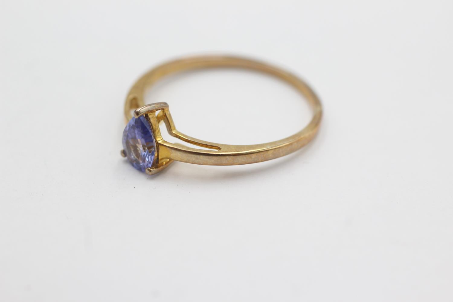 9ct gold tanzanite solitaire ring (1.7g) Size S - Bild 3 aus 4