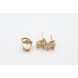 2 x 9ct gold pink beryl pendants & stud earrings set (1.1g)