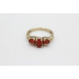 9ct gold fire opal trilogy ring (1.4g) Size K