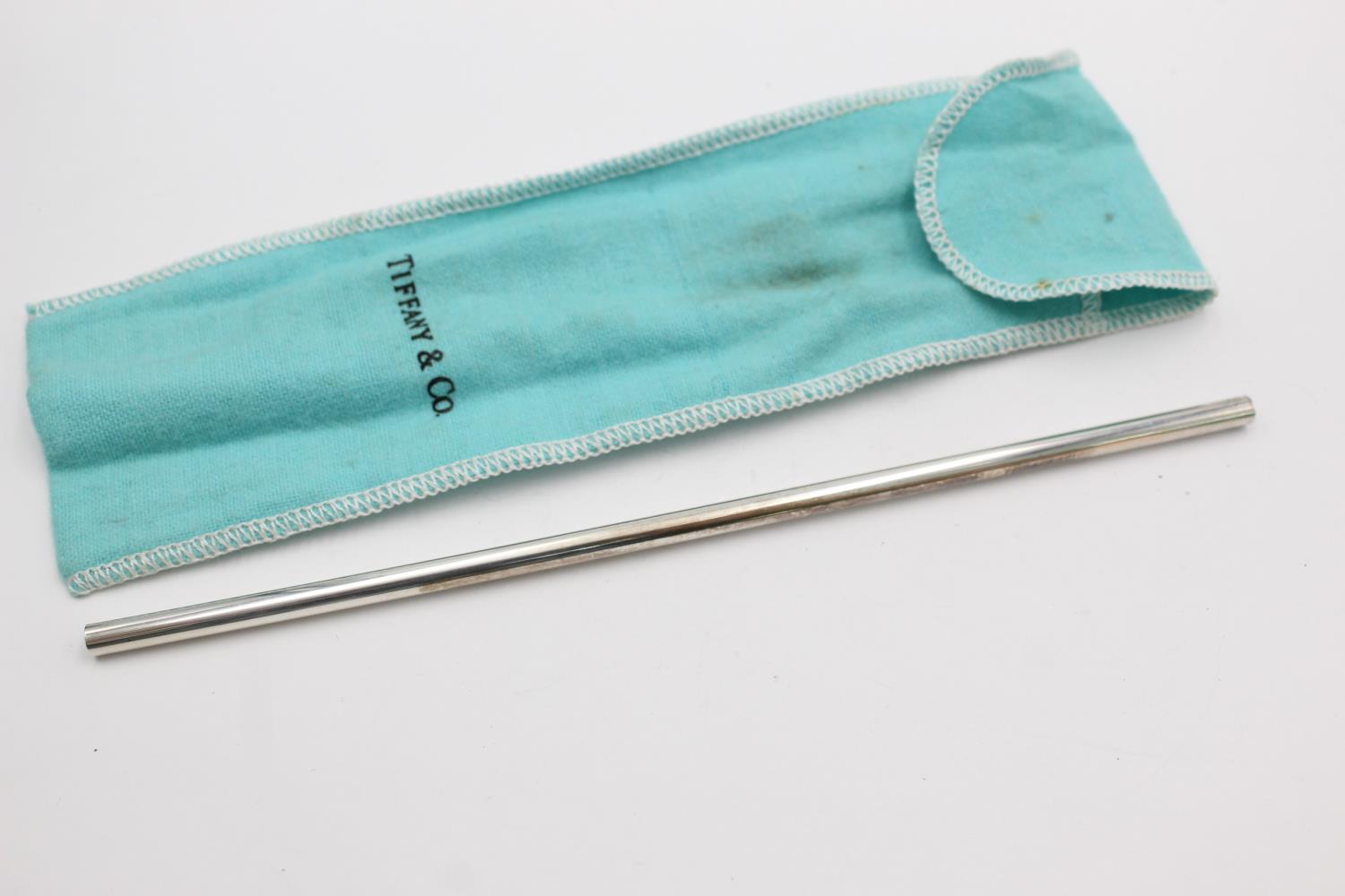 TIFFANY & CO. Stamped .925 STELRING SILVER Plain Drinking Straw (9g) Length - 19.2cm In previously