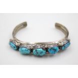Sterling Silver Navajo Turquoise Fronted Bangle (34g)
