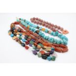 4 X Chunky Statement Gemstone Necklaces Including Jasper & Raspberry Quartz (1023g)