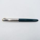 PART CHALK MARKED Vintage PARKER 51 Teal FOUNTAIN PEN w/ Rolled Silver Cap PART CHALK MARKED Vintage