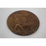 WW1 Death Plaque Named Fred Geo White (317g) Diameter - 12.5cm In antique condition Signs of age &