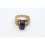 9ct gold lapis lazuli ring (5.2g) Size N