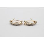 9ct gold diamond fronted half hoop earrings (2.5g)