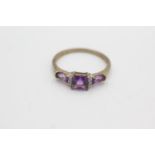 9ct gold diamond & amethyst dress ring (1.7g) Size P