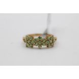 9ct gold demantoid garnet cluster fronted ring (2.5g) Size O