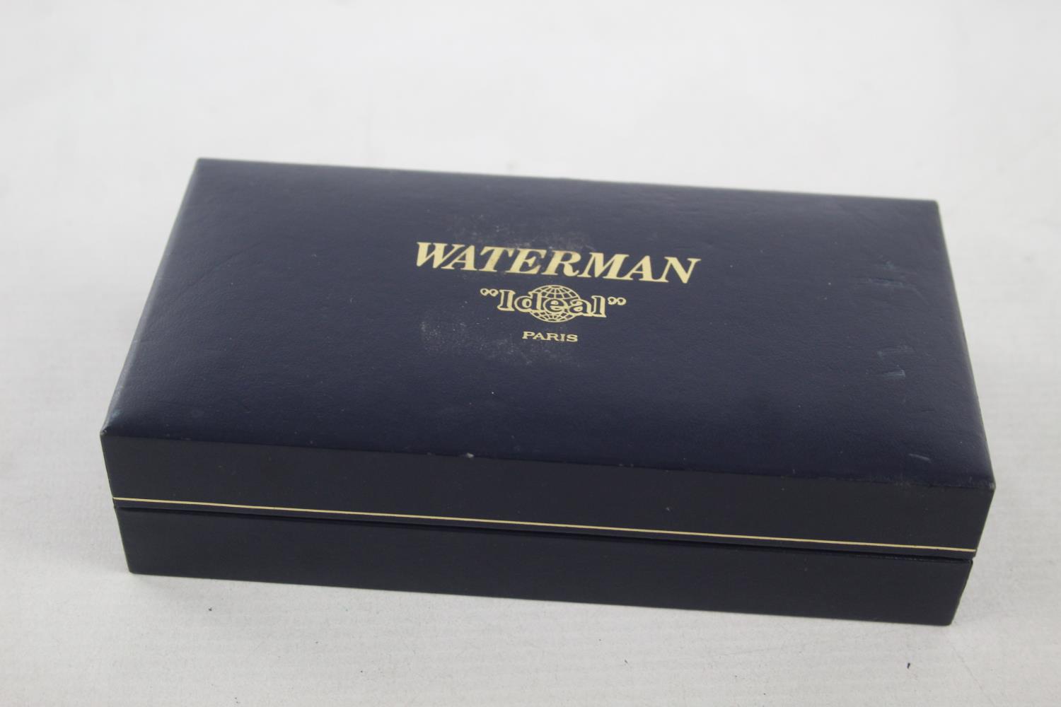 WATERMAN Ideal Black Lacquer FOUNTAIN PEN w/ 18ct Gold Nib WRITING Boxed WATERMAN Ideal Black - Image 8 of 8