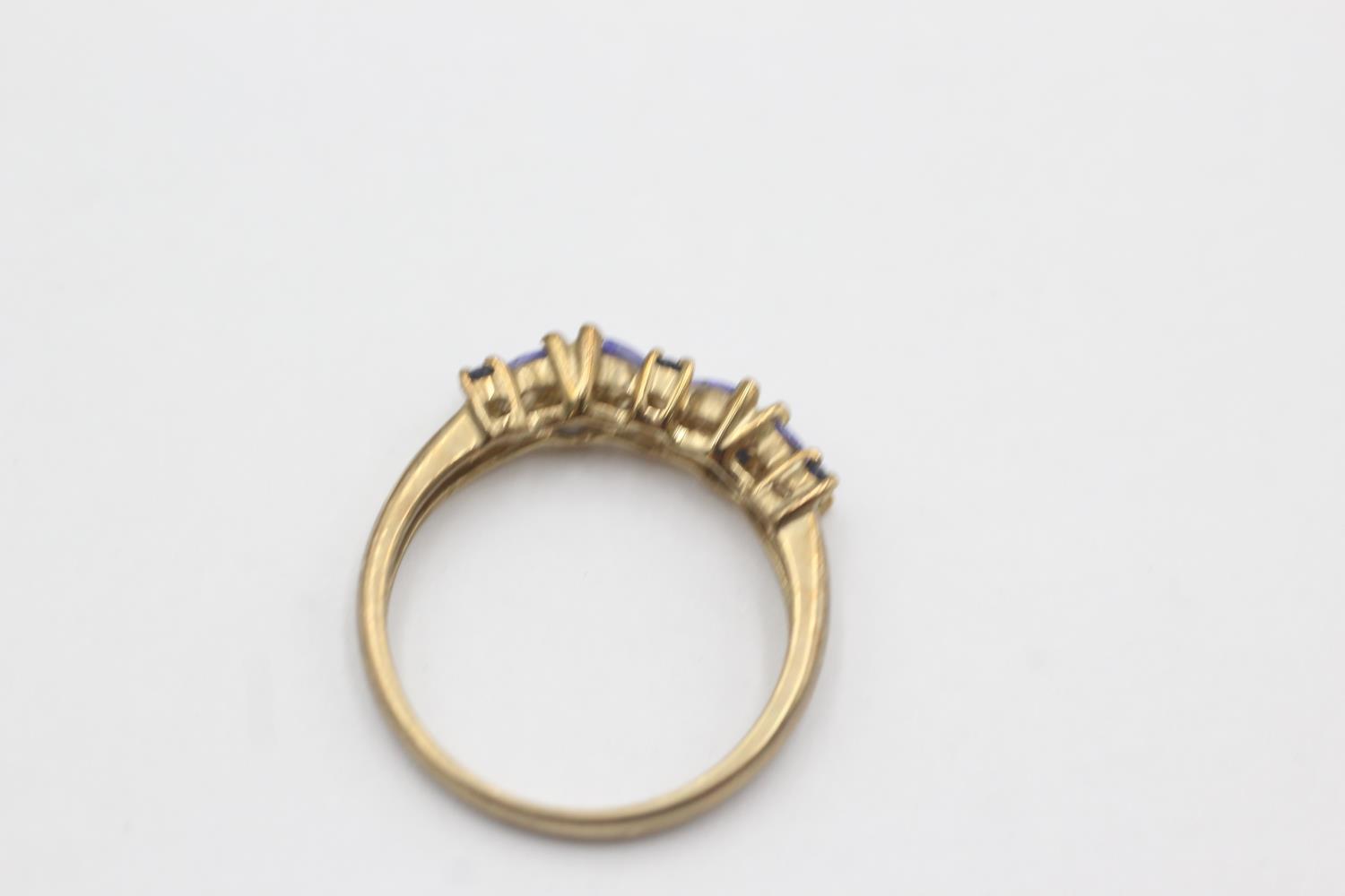 9ct gold tanzanite & sapphire ring (2.1g) Size O - Bild 4 aus 4