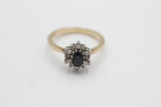 9ct gold diamond & sapphire ring (2.1g) Size J