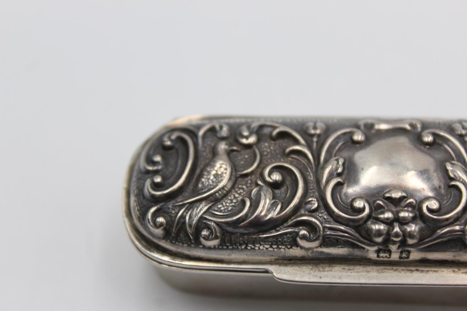 Antique Hallmarked 1906 Birmingham STERLING SILVER Pill / Trinket Box (39g) Maker - Arthur & John - Bild 2 aus 5