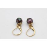 9ct gold cloisonne enamel drop earrings (2.9g)