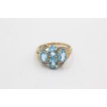 9ct gold diamond & topaz dress ring (3.4g) Size P