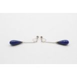 9ct white gold screw back lapis lazuli drop earrings (6.5g)