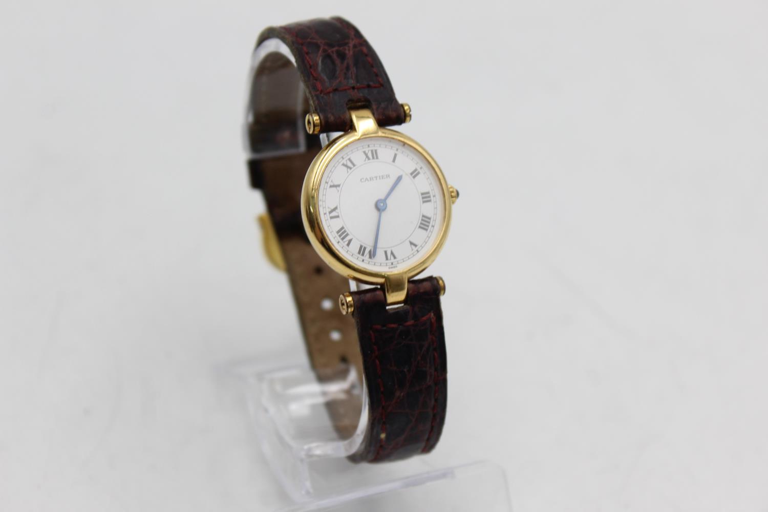 Ladies CARTIER 18ct GOLD WRISTWATCH HEAD Quartz On Original Strap CARTIER 18ct GOLD WRISTWATCH