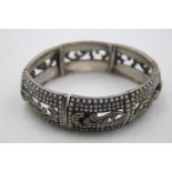 Sterling Silver Pearl & Marcasite Bangle (63g)