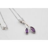 9ct white gold amethyst drop necklace (3.4g)