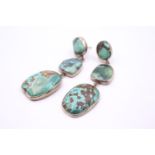 Sterling Silver Vintage Turquoise Liberty London Drop Earrings (22g)