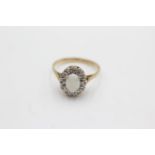 9ct gold opal & diamond halo ring (2.1g) Size L