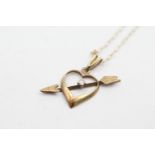 9ct gold diamond detail heart pendant necklace (1.1g)