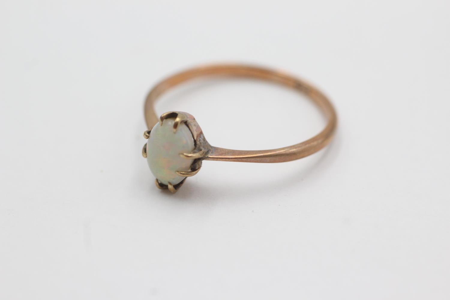 9ct gold opal solitaire ring (1.3g) Size Q - Bild 3 aus 4