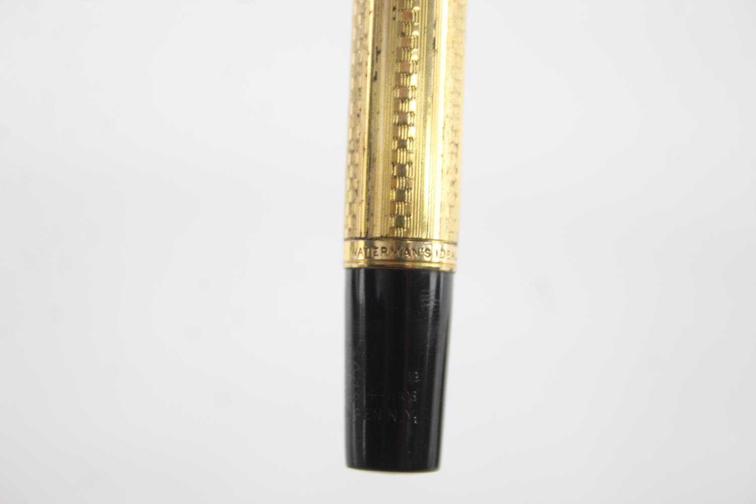 Vintage WATERMAN Ideal Rolled Gold FOUNTAIN PEN w/ 14ct Gold Nib WRITING Boxed Vintage WATERMAN - Image 9 of 12