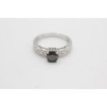 9ct white gold black moissonite ring (3g) Size N