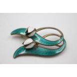 Sterling Silver Askel Holmsen Stamped Enamel Brooch (13g)