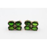 9ct gold diopside & green gemstone earrings (3.2g)