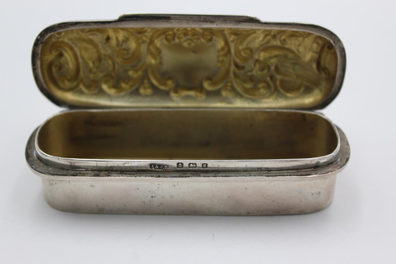 Antique Hallmarked 1906 Birmingham STERLING SILVER Pill / Trinket Box (39g) Maker - Arthur & John - Bild 4 aus 5