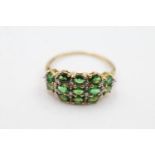 9ct gold diamond & diopside cluster fronted ring (2.6g) Size S