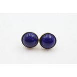 14ct gold blue gemstone stud earrings (3.2g)