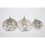 3 X Sterling Silver Georg Jensen St Christopher Pendants (42g)