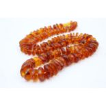 Graduated Polished Chip Amber Necklace With Screw Barrel Clasp (80g)