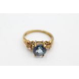 9ct gold floral framed mystic topaz ring (3.3g) Size N