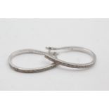 9ct white gold diamond detail hoops (3.2g)