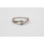 9ct white gold diamond solitaire ring (2.1g) Size K