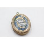 6ct gold back & front antique enamel souvenir locket- as seen (8.5g)