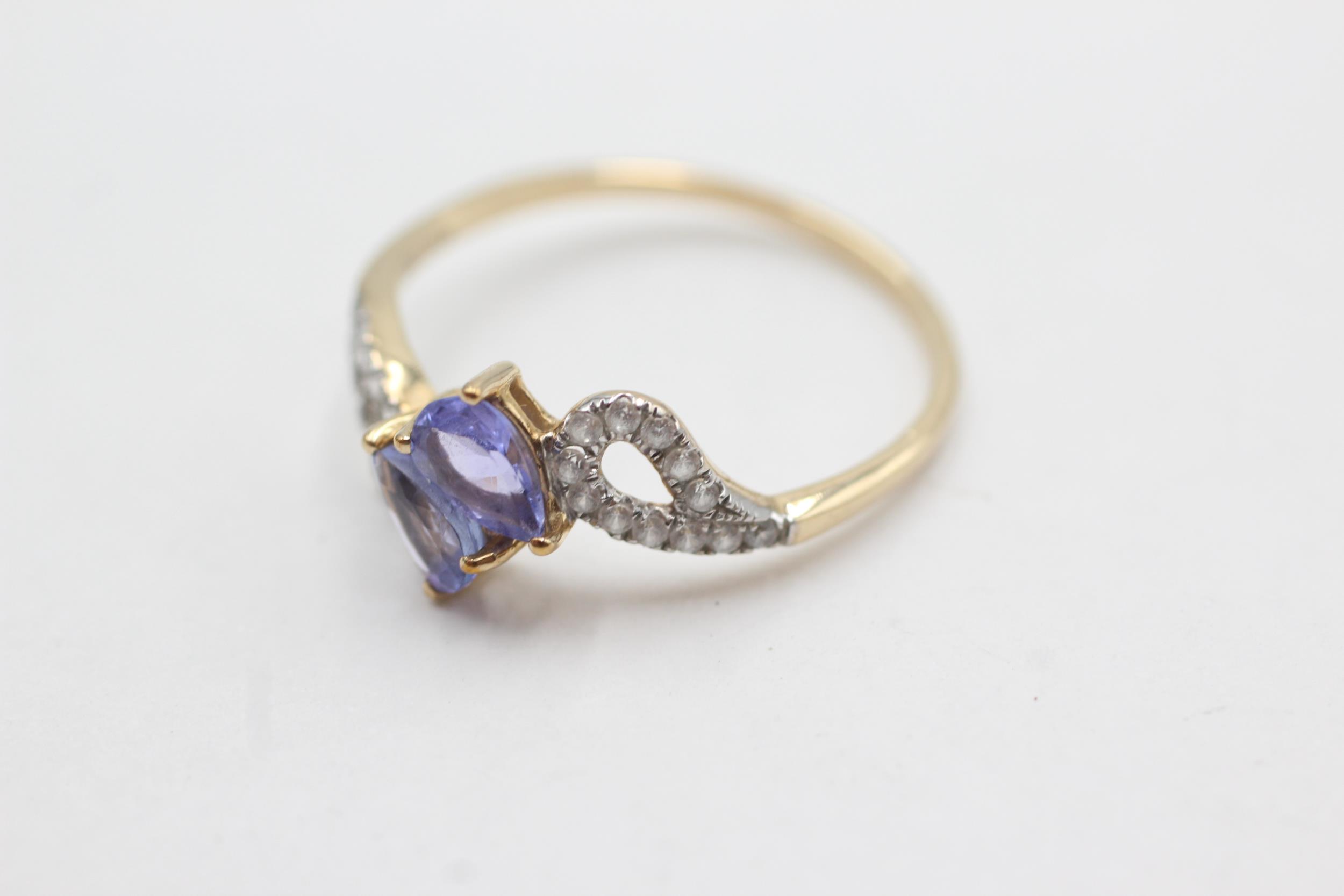 9ct gold tanzanite & clear gemstone dress ring (1.8g) Size U - Bild 3 aus 4