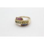 9ct gold rainbow sapphire ring (2.9g) Size N