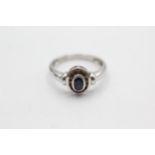 9ct white gold sapphire & diamond halo ring (2.4g) Size M