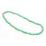 14ct gold dyed jade panel necklace (21.7g)