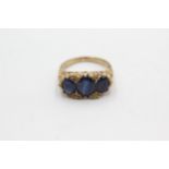 9ct gold sapphire gypsy ring (4.6g) Size N