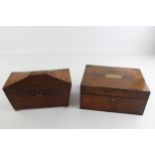 2 x Antique Wooden Boxes Inc Tea Caddy, Travel Set 2 x Antique Wooden Boxes Inc Antique Tea Caddy