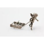 Antique Hallmarked 1898 Chester STERLING SILVER Cherub with Sleigh Figurine 13g Maker -