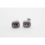 10ct white gold sapphire & diamond earrings (2.5g)