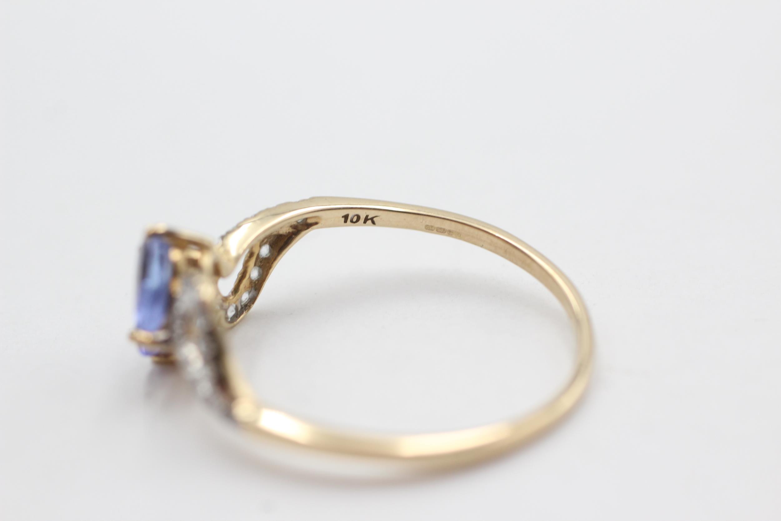 9ct gold tanzanite & clear gemstone dress ring (1.8g) Size U - Bild 4 aus 4